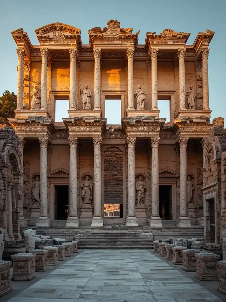 Efes Antik Kenti'nde Celsus Kütüphanesi'nin cephesi